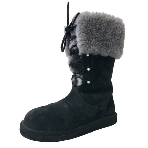 UGG Australia Shoes - UGG Australia MONTCLAIR 1892 Black Tall Suede Shearling Winter Boots Women's 8